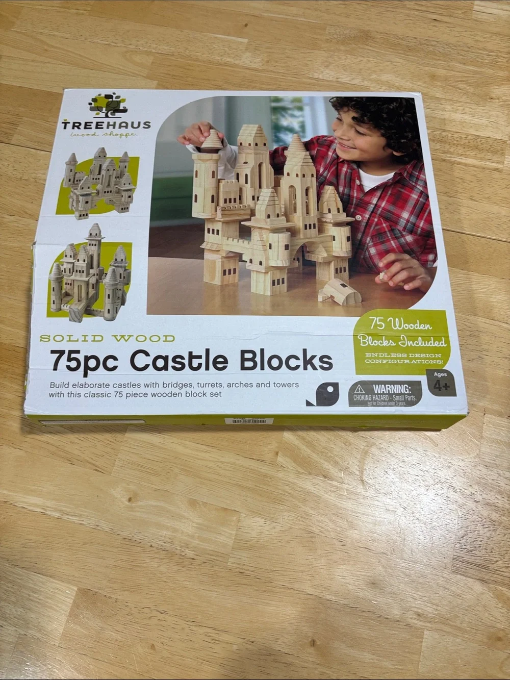 75pc Castle Blocks - Natural Wood Building Set